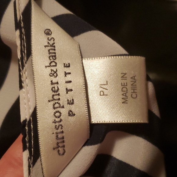 $15 or 2/$20!Christopher & Banks Striped Black & White Short Sleeve Large Petite - Picture 7 of 7